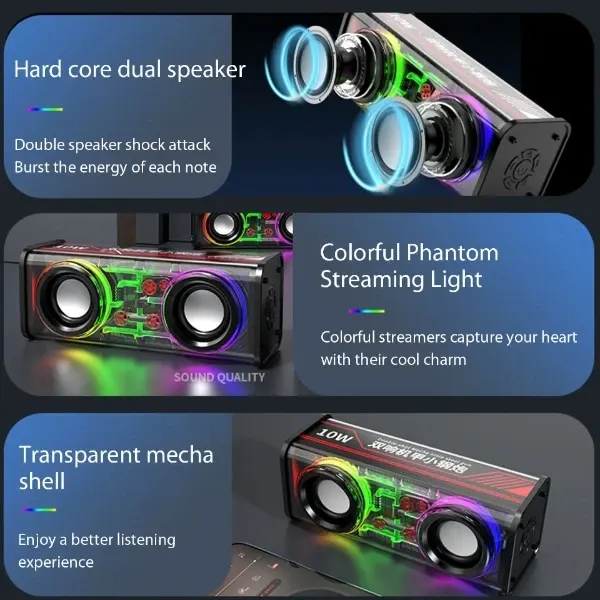 V8 Transparent Mecha Bluetooth Speaker-2