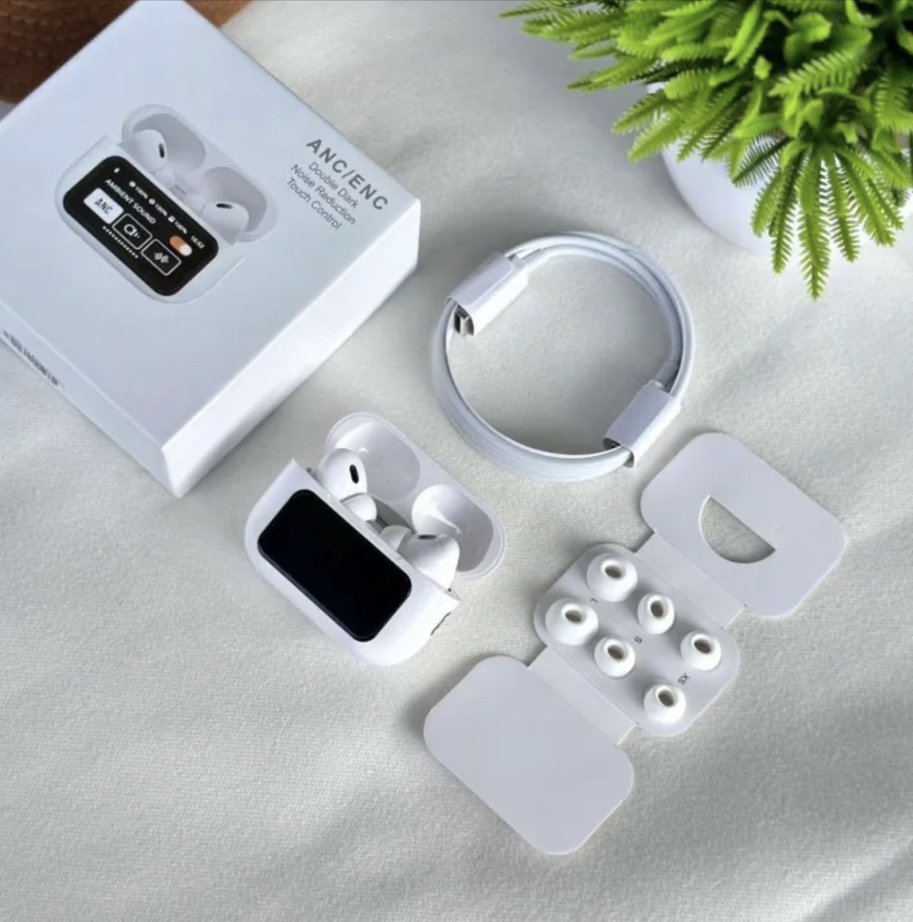 A9 Pro ANC/ENC Double Dark Noise Reduction Touch Control Wireless Earbuds.